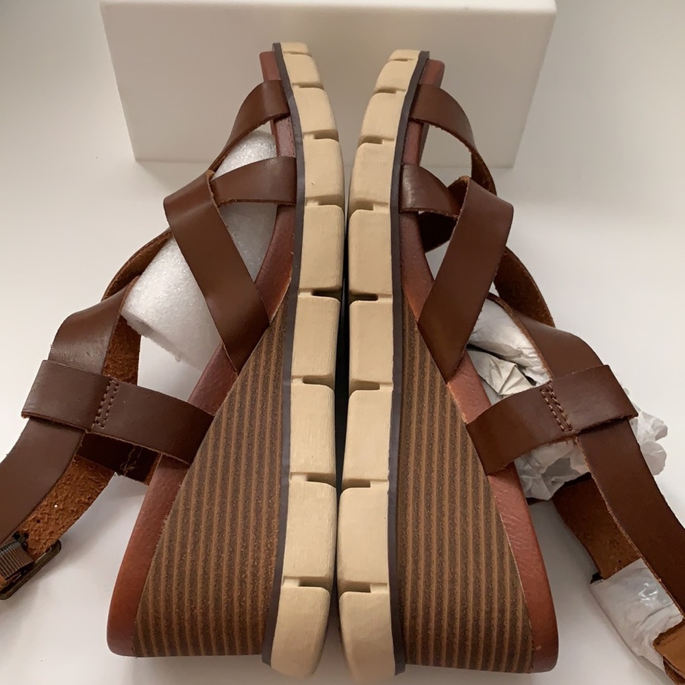 Mia girl Crisscross strap Wedge Sandals Brown 7.5,8,8.5,9.5 - Picture 7 of 12